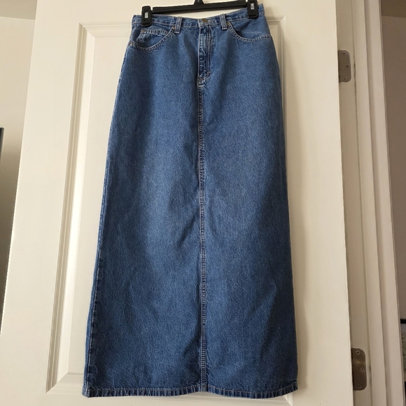 SOLD Vintage Liz Claiborne Liz Wear Jeans maxi Denim Skirt Womens 4 - Picture 2 of 6